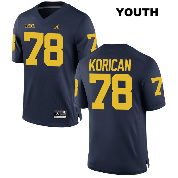 Youth NCAA Michigan Wolverines Griffin Korican #78 Navy Jordan Brand Authentic Stitched Football College Jersey OU25K36DT